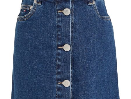 Tommy Hilfiger Denim Button Through Skjørt Midblueclean Sale