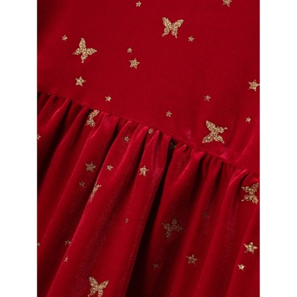 Name it Jester Red Rifly Velour Kjole Cheap