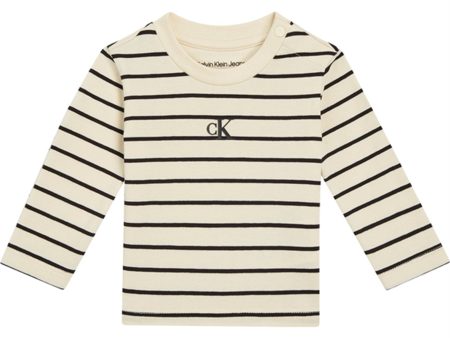 Calvin Klein Striped Ls T-Shirt Black  Vanilla Stripe on Sale