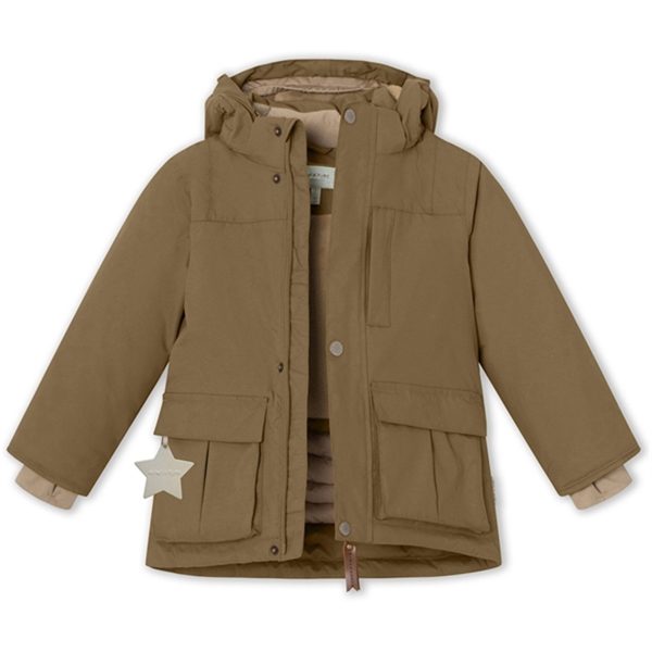 MINI A TURE Kastorio Fleece Vinterjakke Wood on Sale