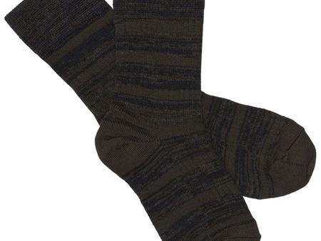 FUB 2-Pakning Melange Striped Sokker Chocolate Dark Navy Online