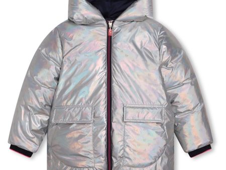 Billieblush Lame Silver Puffer Jakke Online Hot Sale