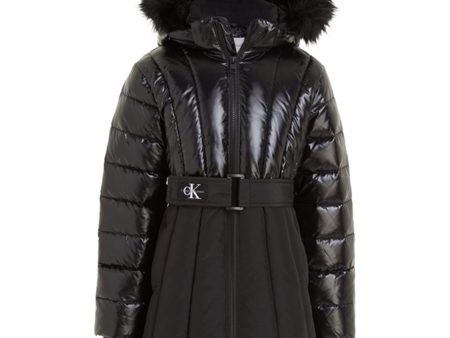 Calvin Klein Long Belted Puffer frakke Ck Black Online now