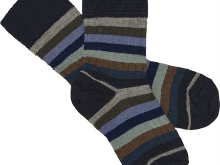 FUB 2-Pakning Classic Striped Sokker Dark Navy Multi Stripe Supply